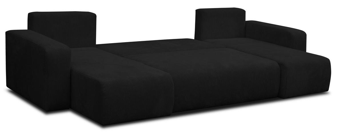 WOHNLANDSCHAFT LUNA U-FORM mit Schlaffunktion und Bettkasten (Schwarz) - Schwarz, Textil (312/83/142cm) - VENASI MÖBEL