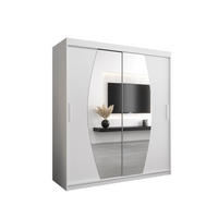 SCHWEBETÜRENSCHRANK 200/180/62 2-türig - Silberfarben/Weiß, Holz/Kunststoff (180/200/62cm) - Abiks Möbel