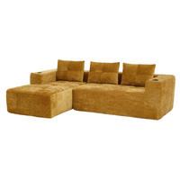 ECKSOFA 258 cm mit Becherhaltern, tiefem Sitzkomfort und Chenille-Bezug, Gelb - Gelb, Textil (258/163cm) - Redom