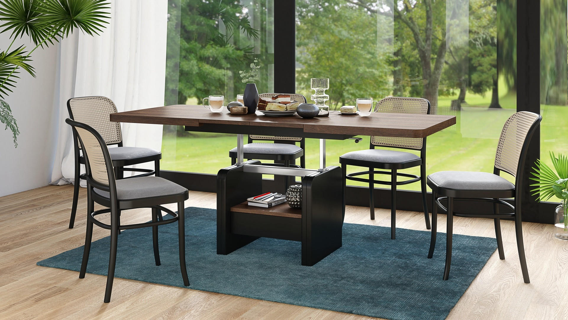 COUCHTISCH rechteckig Eiche dunkel - Schwarz höhenverstellbar ausziehbar - Schwarz/Braun, Holzwerkstoff (75/180/75cm) - designimpex