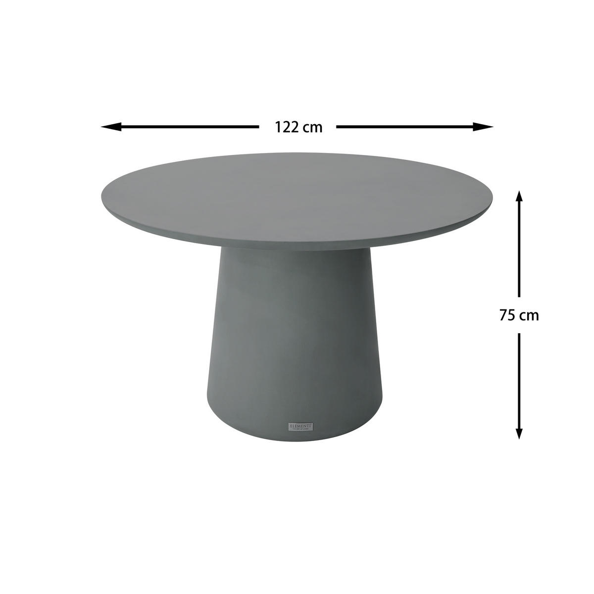 ESSTISCH RIO Mittel aus Beton 122x122x75 - Grau, Naturmaterialien (122/122/75cm) - Elementi