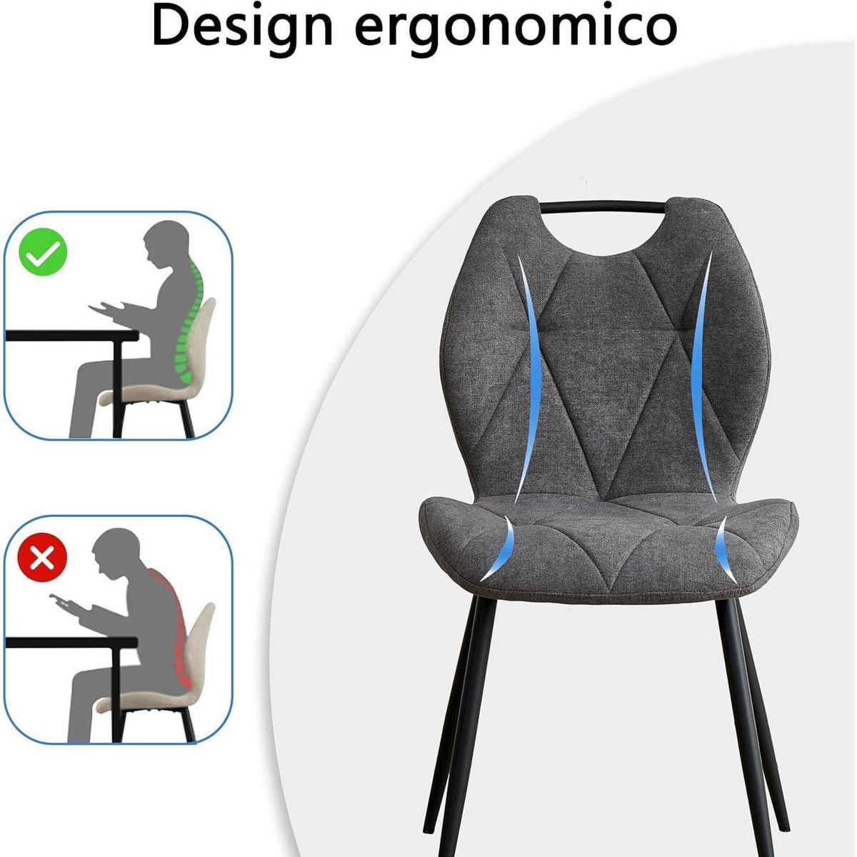 ESSZIMMERSTUHL 4er-Set Stoff Grau - Grau, Textil (44/86/48cm)
