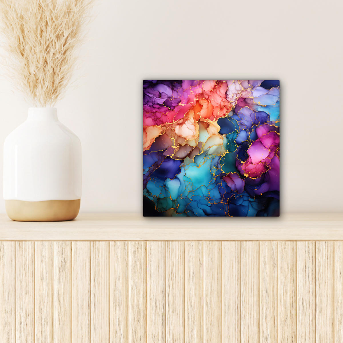 LEINWANDBILD Marmor - Bunt - Abstrakt 20x20 cm - Multicolor, Textil (20/20cm) - MuchoWow