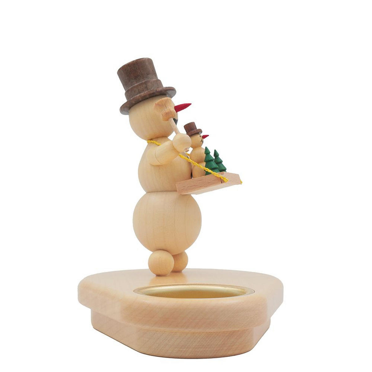HOLZFIGUR Schneemann mit Bauchladen und Teelicht 13/13 cm - Multicolor, Holz (13/13/0.1cm)
