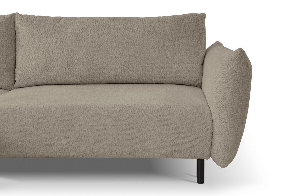 ECKSOFA UNO Braun Plüsch-Stoff mit Schlaffunktion - Braun, Holz (257/171cm) - MASSENO