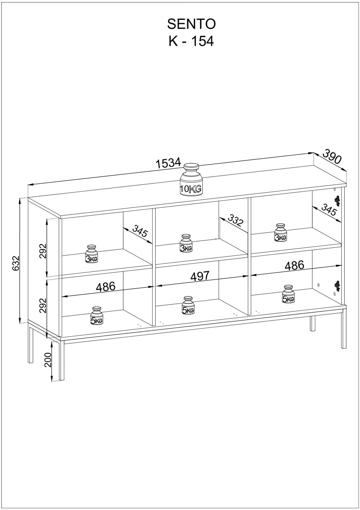 KOMMODE – K154 – 154 cm – Sento – Kaschmir - Kaschmir, Holzwerkstoff (154/83/39cm) - hi-markt