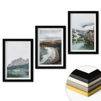 WANDBILDER 3er-Set - 20x30 cm Schwarzer Rahmen - Holzhaus an Bergstränden - Schwarz, Kunststoff (20/30cm) - ArtPrintCave