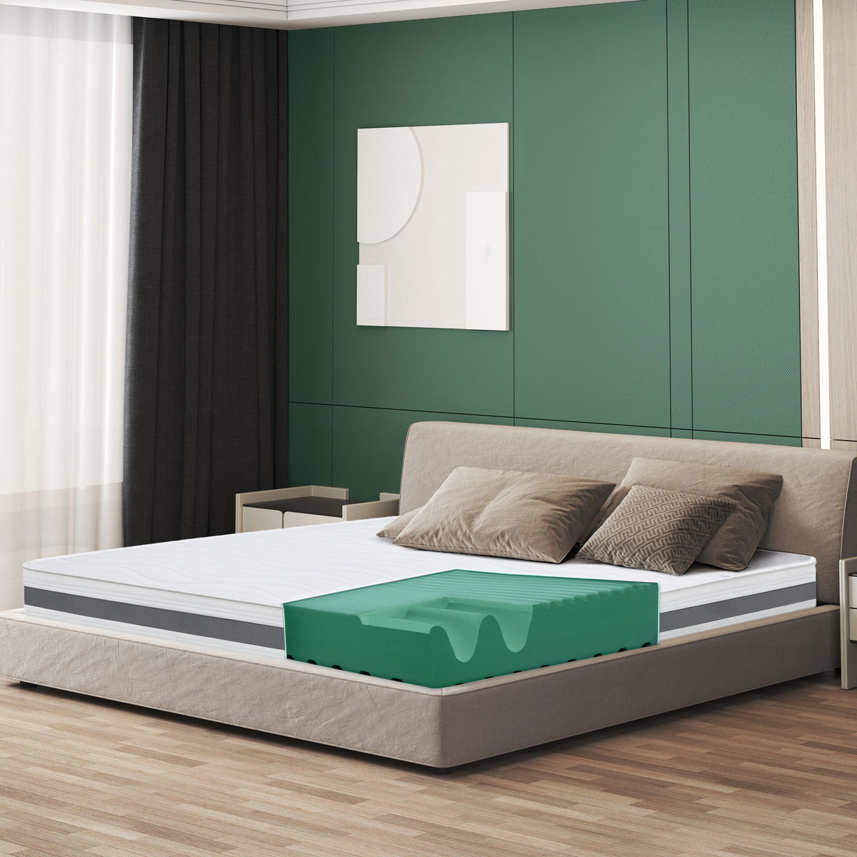 MATRATZE EINZELNE 70x210 Memory Orthopädisch, Antibakteriell, Anti-Milben, Anti-Allergie.| Höhe 16 cm - Weiß, Textil (70/210cm) - The White Stone