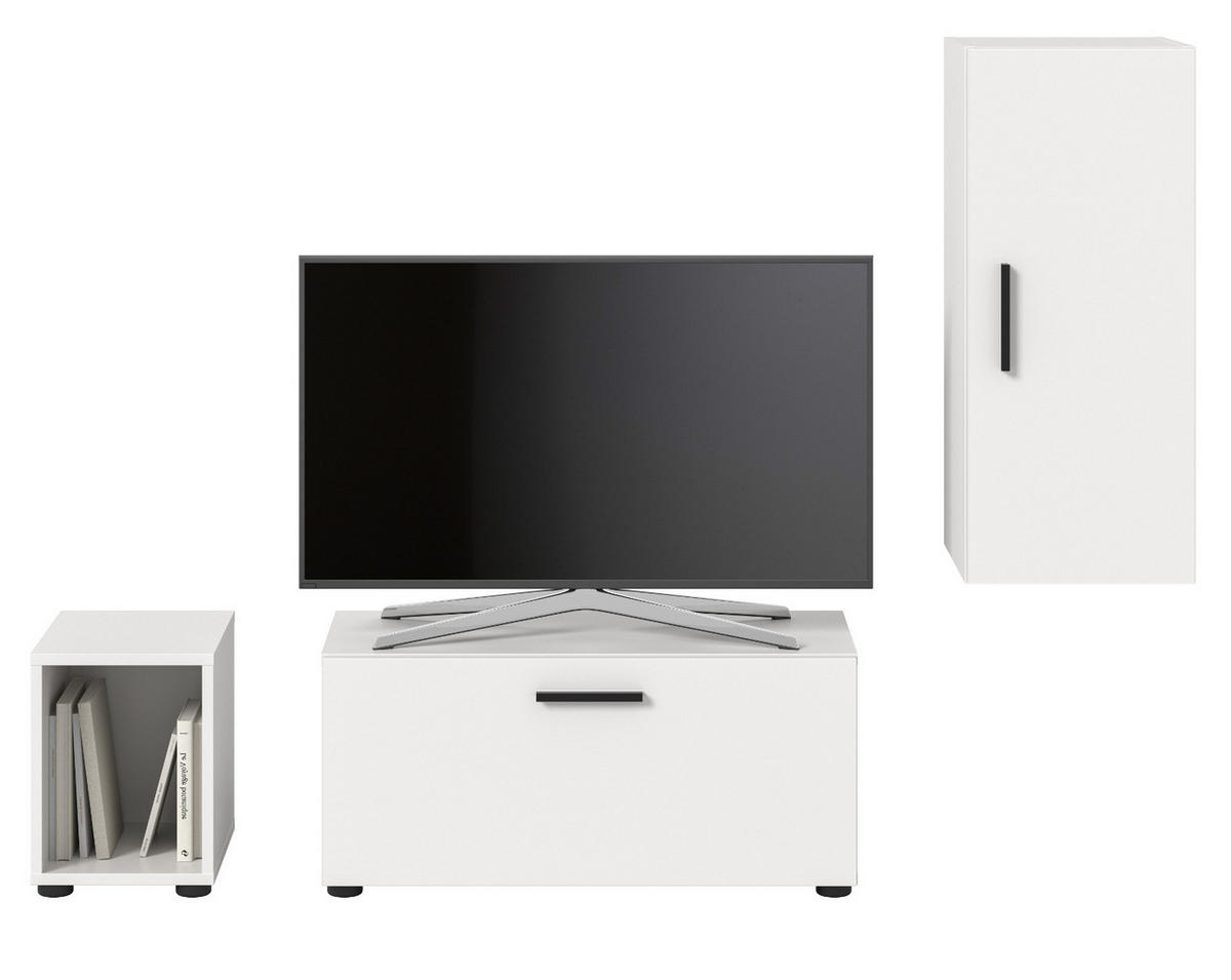 TV-LOWBOARD weiß 176 cm, TV Unterteil hängend / stehend - Schwarz/Weiß, Holzwerkstoff/Kunststoff (176/32/34cm) - Inn.Furn