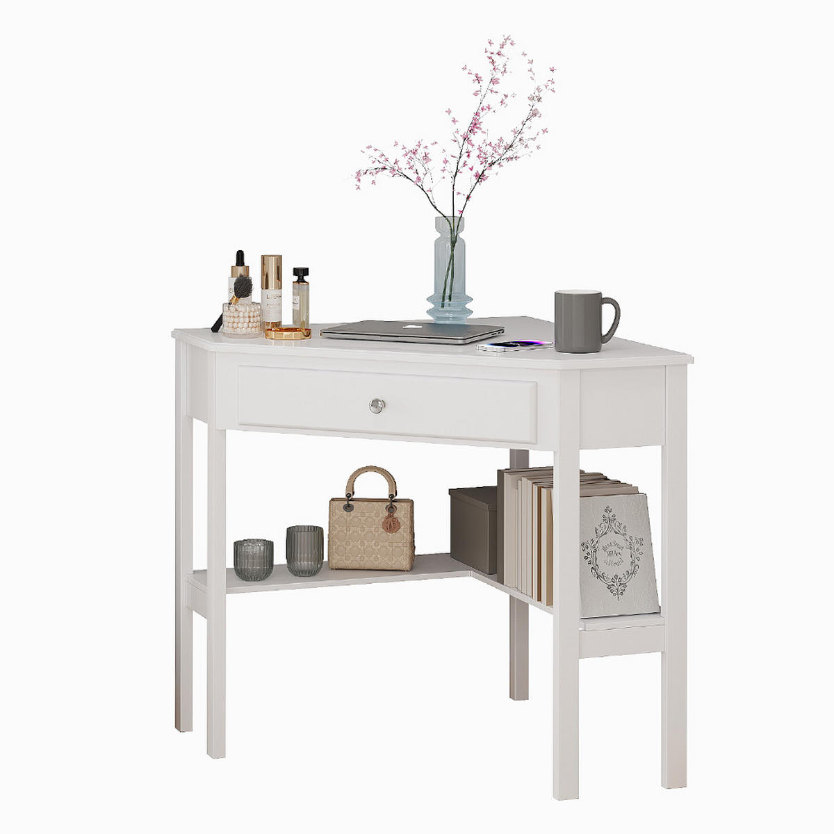 ECKSCHREIBTISCH Velto Weiß 75 x 71.6 cm - Weiß, Holzwerkstoff (71.6/75/76.8cm) - Vicco