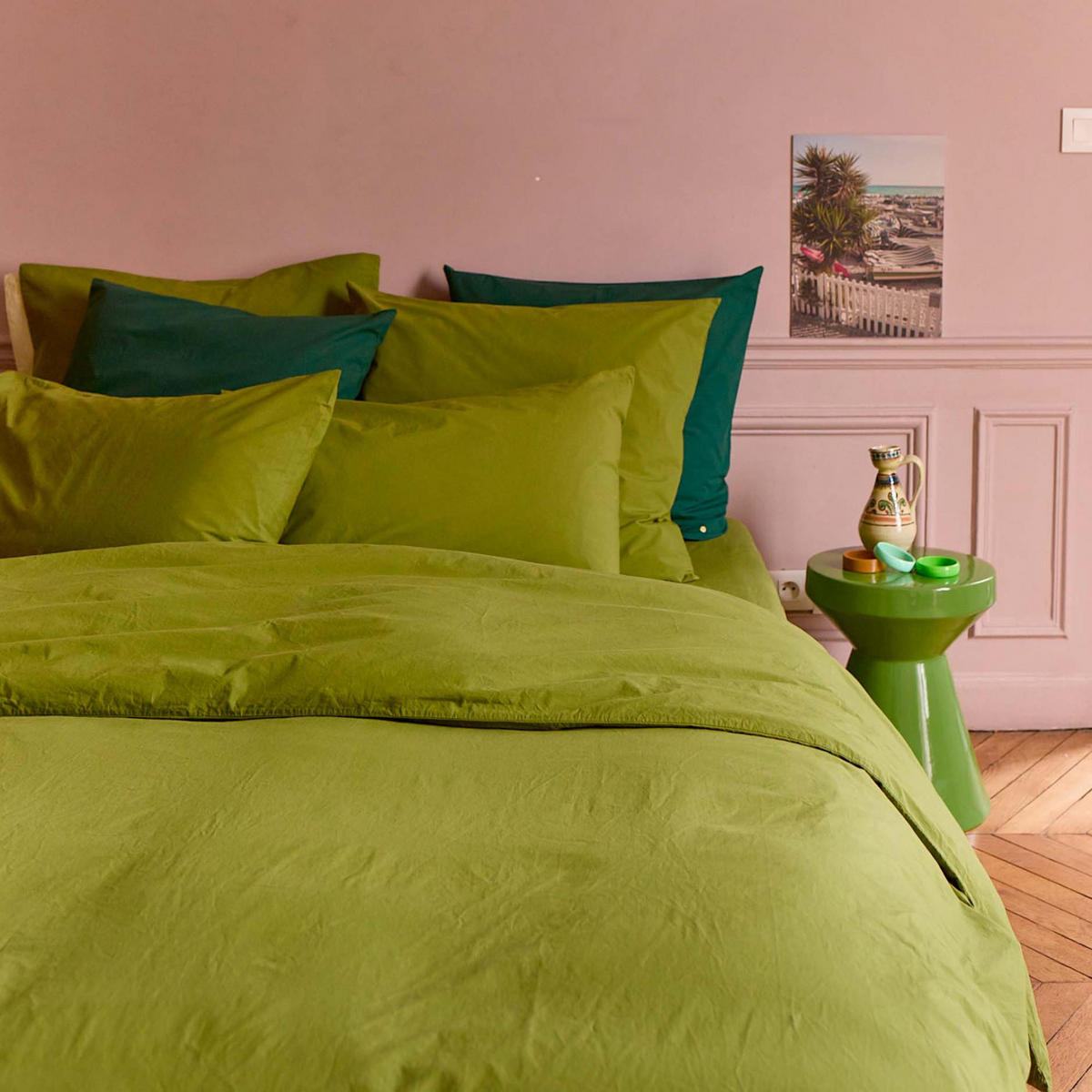 KOPFKISSENBEZUG Céleste pistacchio 65 x 65 cm - Limette, Textil (65/65cm)