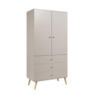 KLEIDERSCHRANK Ikon Kaschmir, zweitüriger Kleiderschrank mit Schubladen - Kaschmir/Beige, Holz/Holzwerkstoff (100/202/52cm) - Bettso