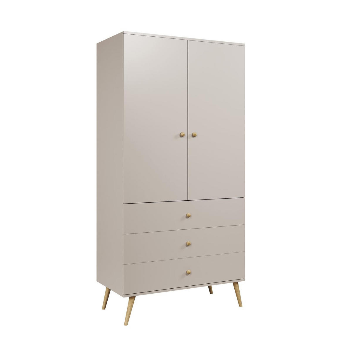 KLEIDERSCHRANK Ikon Kaschmir, zweitüriger Kleiderschrank mit Schubladen - Kaschmir/Beige, Holz/Holzwerkstoff (100/202/52cm) - Bettso