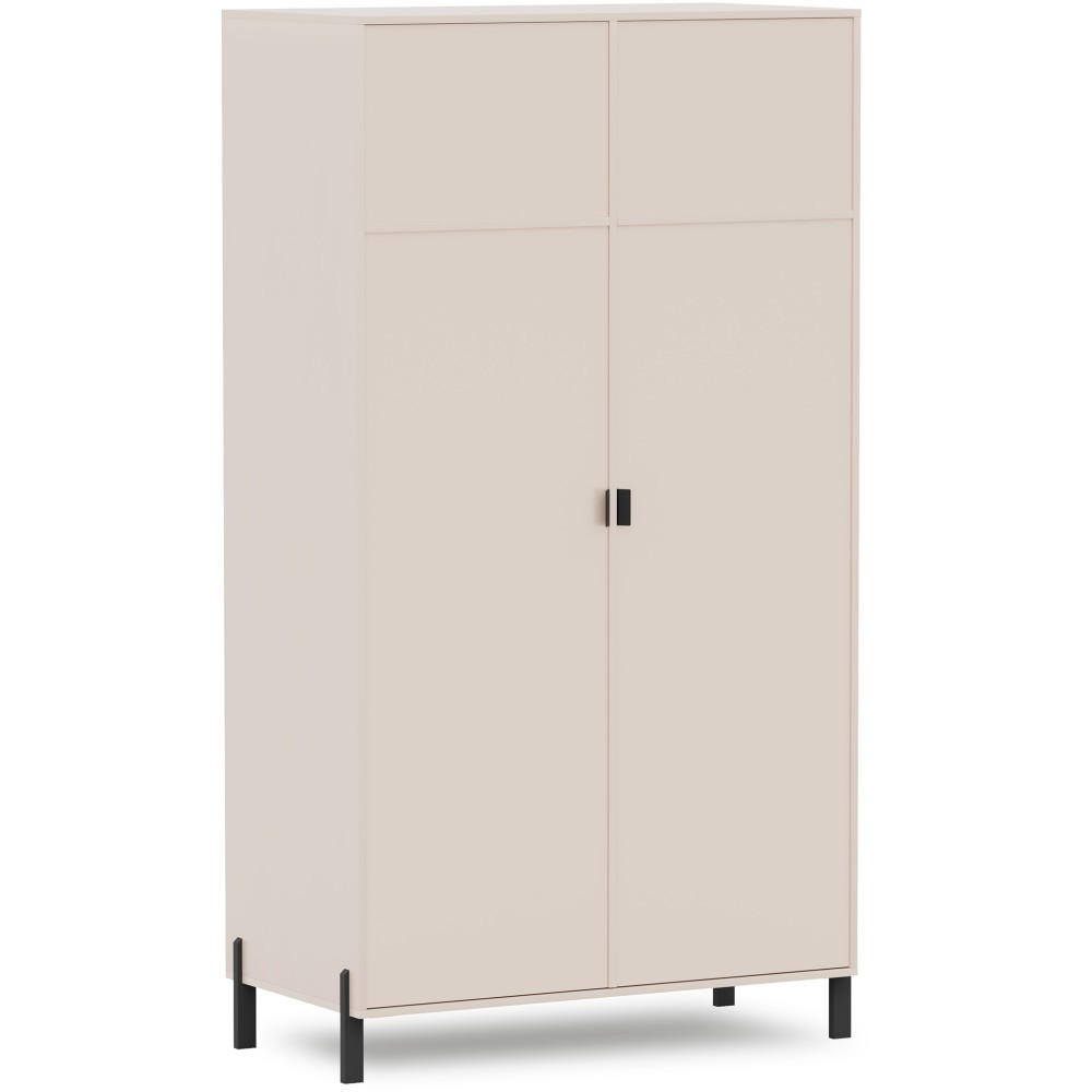 DREHTÜRENSCHRANK Cortina mit 2 Türen, 110 cm, Sandbeige - Sandfarben/Schwarz, Holzwerkstoff (109/202/57cm) - Beautysofa