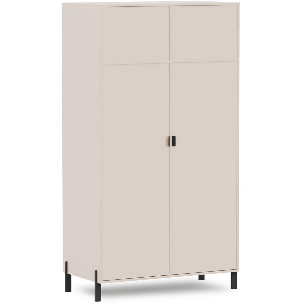 DREHTÜRENSCHRANK Cortina mit 2 Türen, 110 cm, Sandbeige - Sandfarben/Schwarz, Holzwerkstoff (109/202/57cm) - Beautysofa