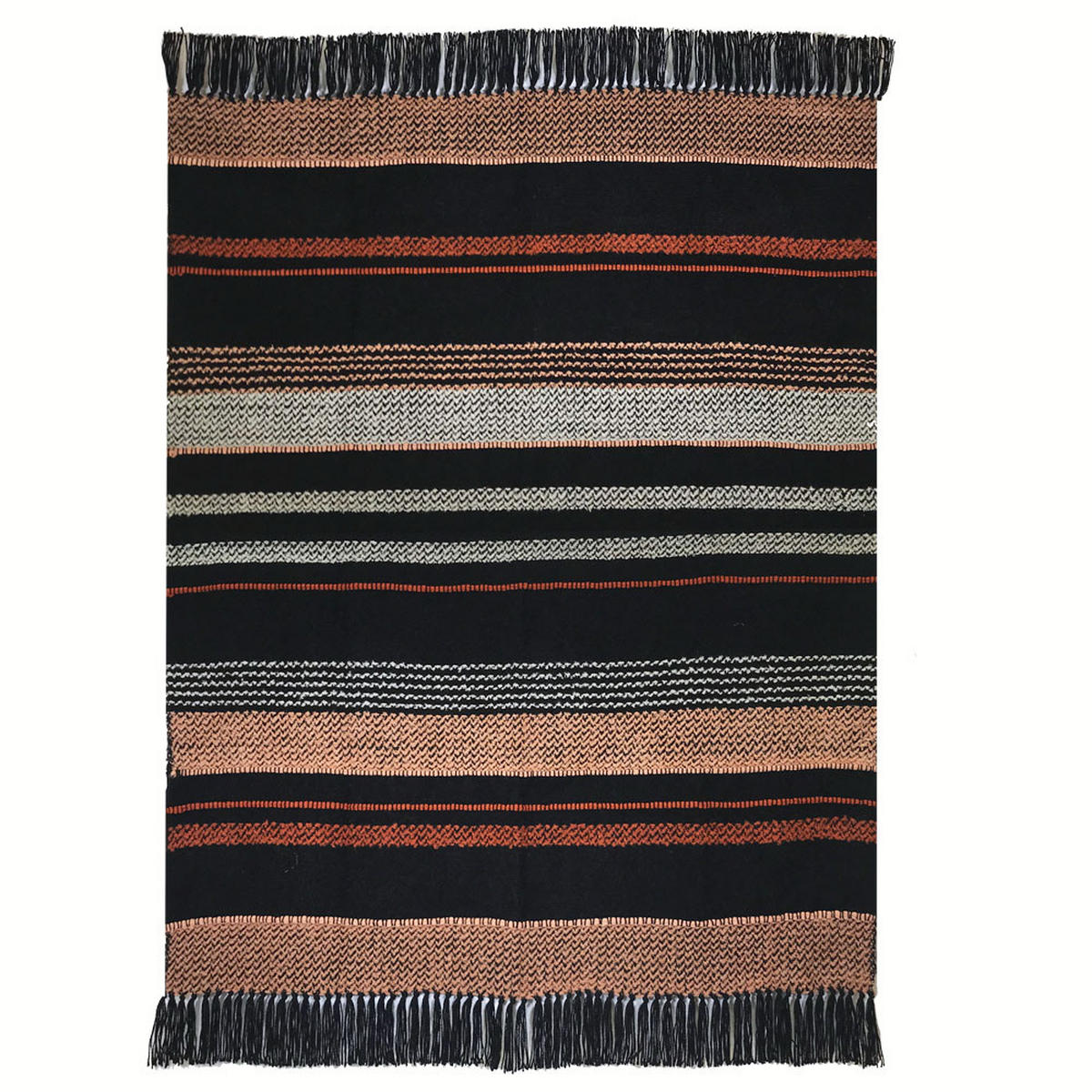 DECKE Mehrfarbig Schwartz Bouclé - Multicolor/Schwarz, Textil (125/150cm) - Malagoon