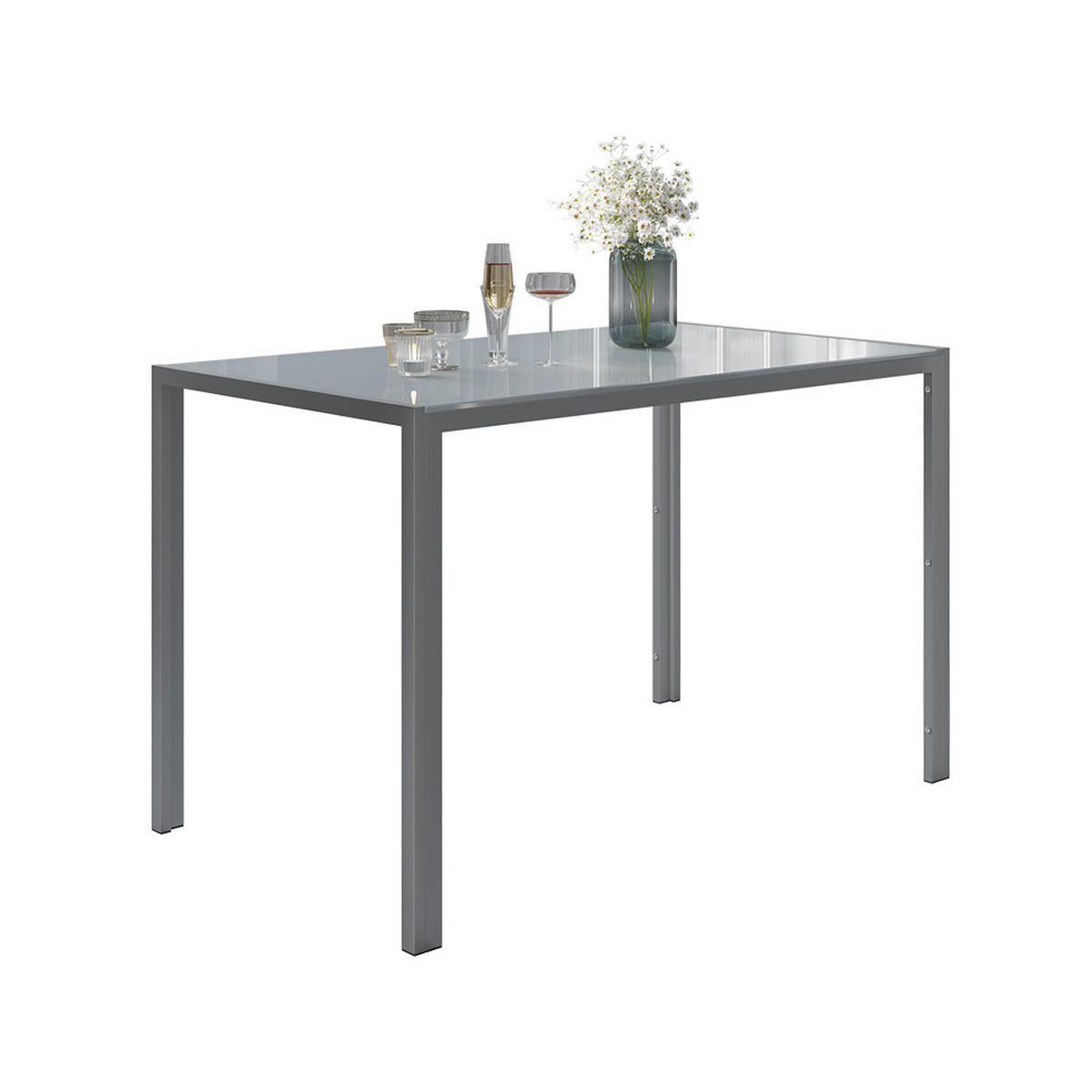 ESSTISCH Grand Grau 120 x 75 cm - Grau, Glas (70/120/75cm) - Vicco