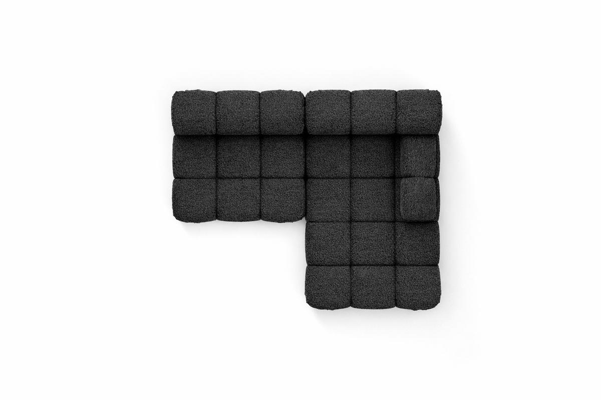 ECKSOFA L-Form Mini II Modular, Bouclé-Stoff Abriamo, Graphit, Rechts, Selia - Graphitfarben, Holz (190/160cm) - Kaiser Möbel