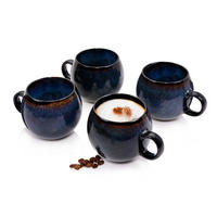 CAPPUCCINOTASSEN SET TOKIO - 4 teilig aus Steingut - Dunkelblau, Keramik (0.4L) - Sänger