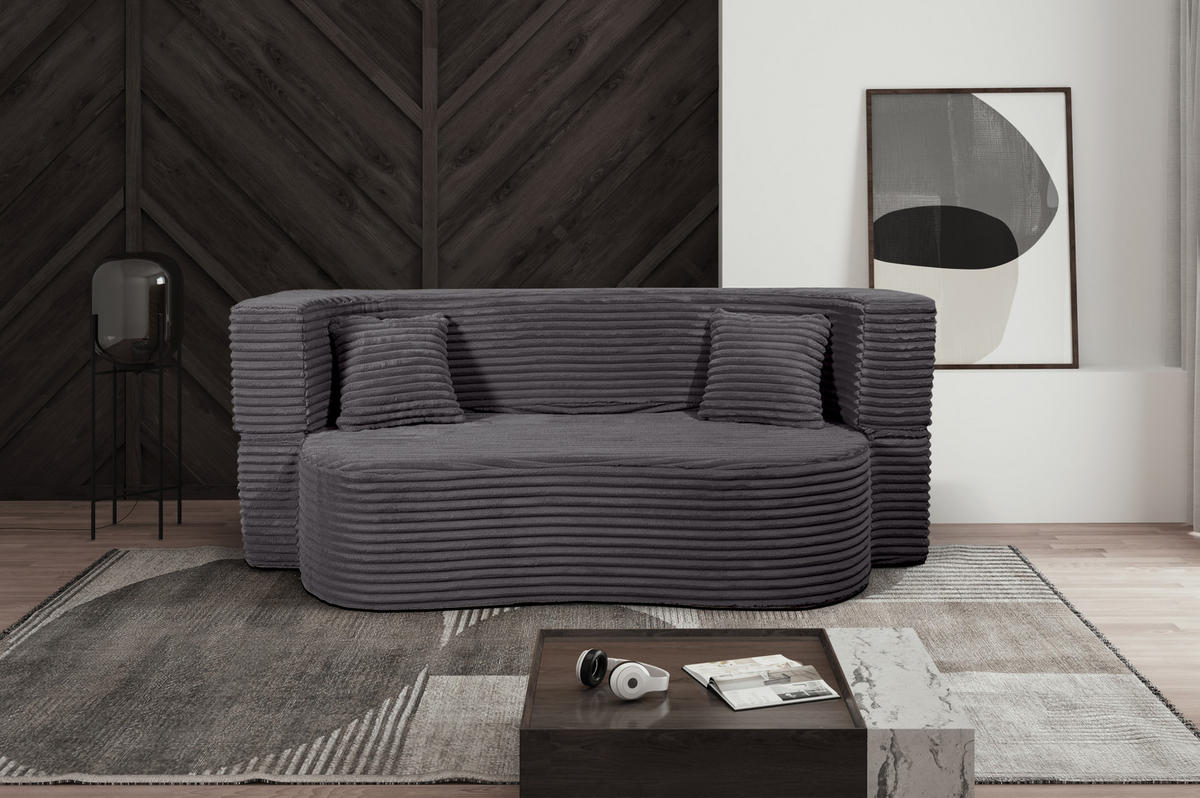SCHLAFSOFA MYFOAM, Sofa mit Schlaffunktion, Farbe: Grau, Cordstoff - Grau, Textil (200/80/72cm) - Storez24
