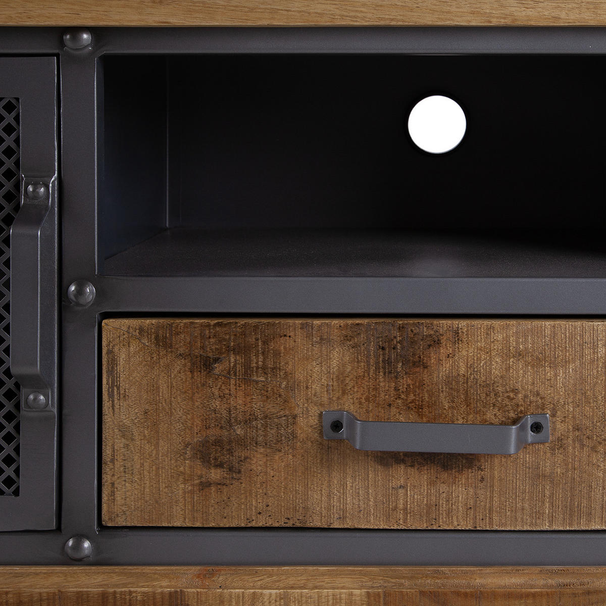 TV-LOWBOARD - Mango massiv / Metall - Braun, Holz (160/55/42cm) - home24