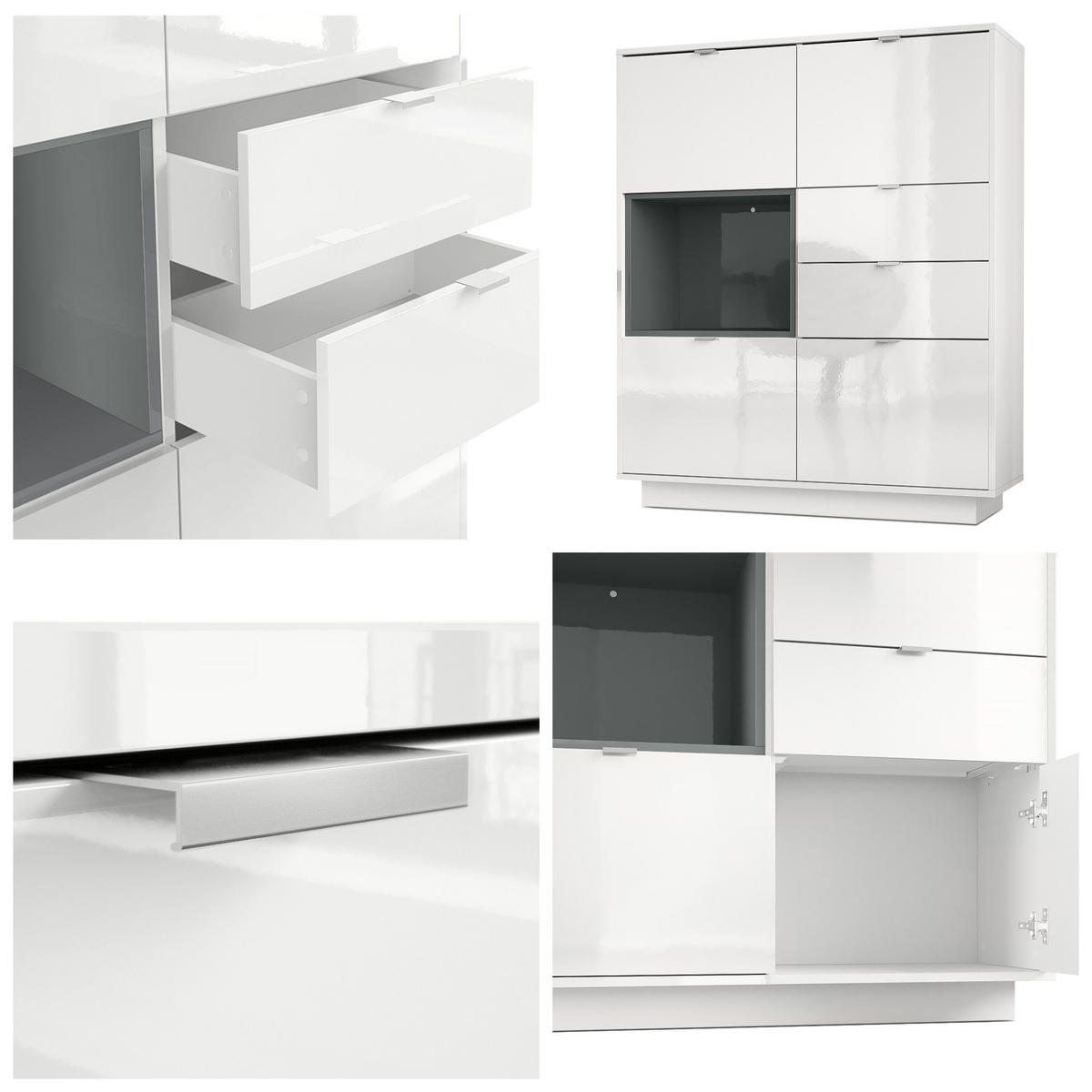 HIGHBOARD Metro Einsatz in Eiche Nordic - Silbereichenfarben, Holzwerkstoff (103/123/38cm) - Vladon