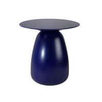 BEISTELLTISCH Baobab34, Ovaler Tischplatte, Buche - lackiert, Marineblau - Dunkelblau, Holz (32.5/32.5/34cm) - Kayani