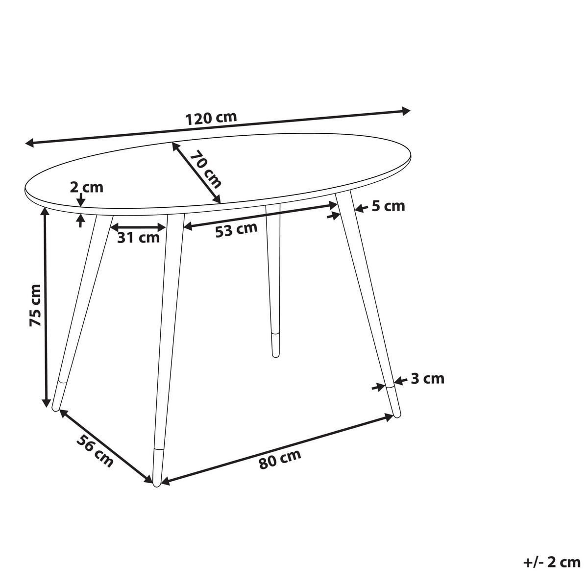 ESSTISCH 120/70/75 cm Marmor Oval Gutiere - Weiß, Holzwerkstoff (120/70/75cm) - Beliani