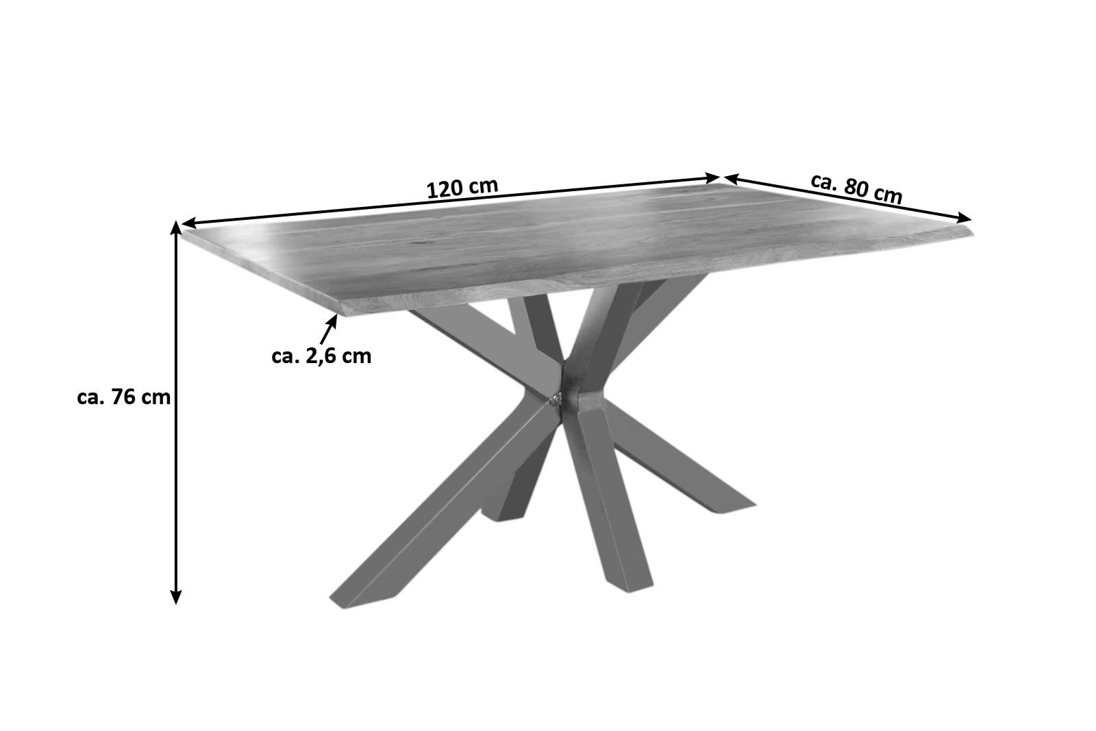 ESSTISCH SPYRO - Beige/Silberfarben, Holz/Metall (80/120/76cm) - SAM