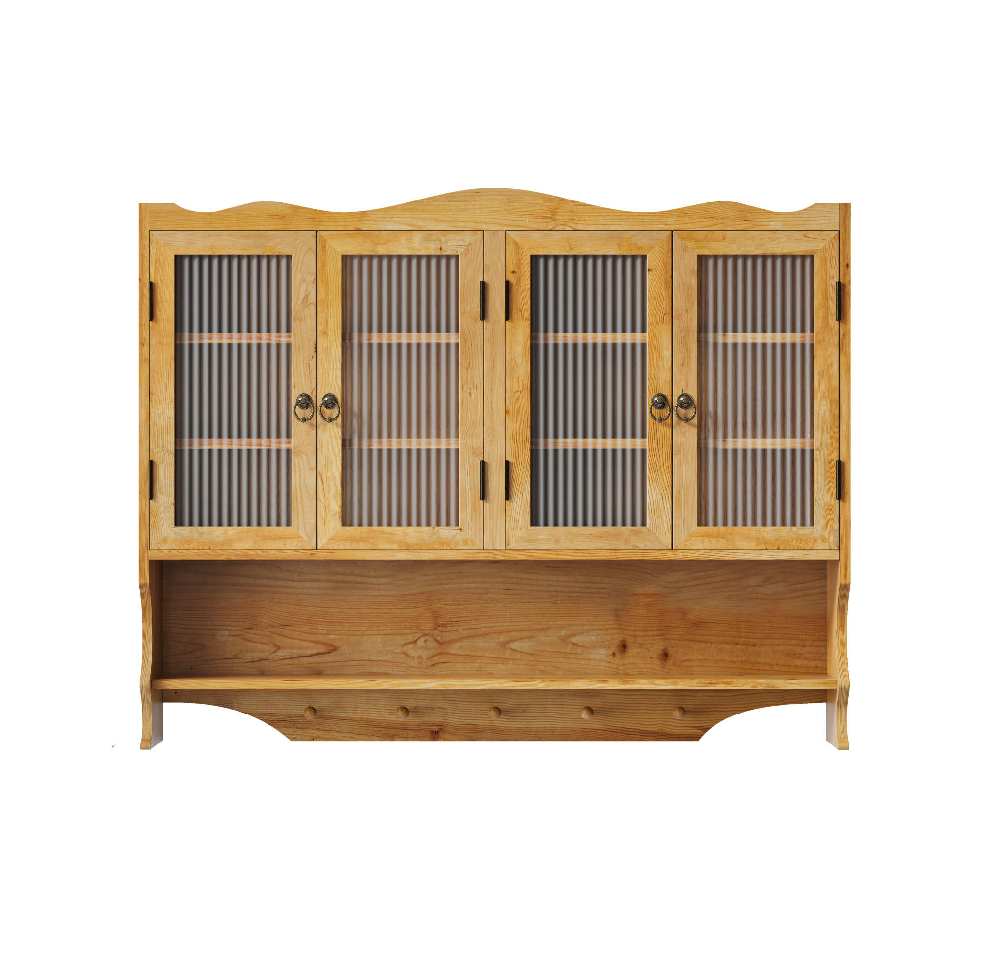 KÜCHENOBERSCHRANK 100/20/80 cm in Natur mit 4 Türen, Glasfront und Hakenleiste - Naturfarben, Holz (100/80/20cm) - BEAOK