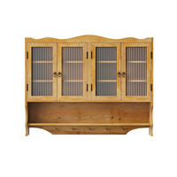 KÜCHENOBERSCHRANK 100/20/80 cm in Natur mit 4 Türen, Glasfront und Hakenleiste - Naturfarben, Holz (100/80/20cm) - BEAOK