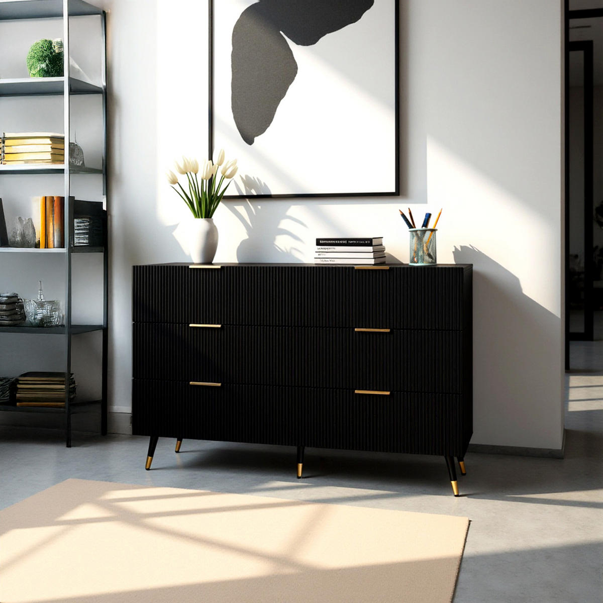 SIDEBOARD Schwarz 120/40/77 cm - Schwarz, Holzwerkstoff (40/77/120cm) - Urban Meuble