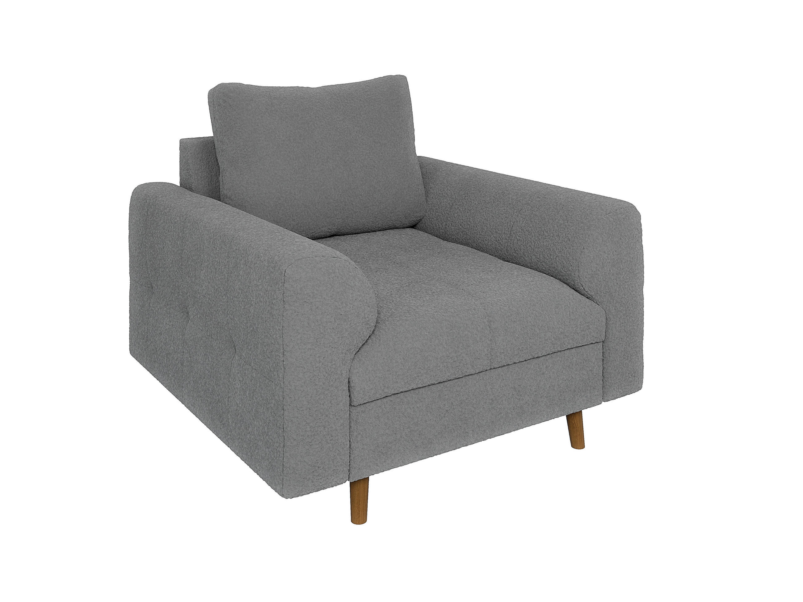 SESSEL Henrik Grau Boucle - Braun/Grau, Holz/Textil (97/81/93cm) - S-Style Möbel