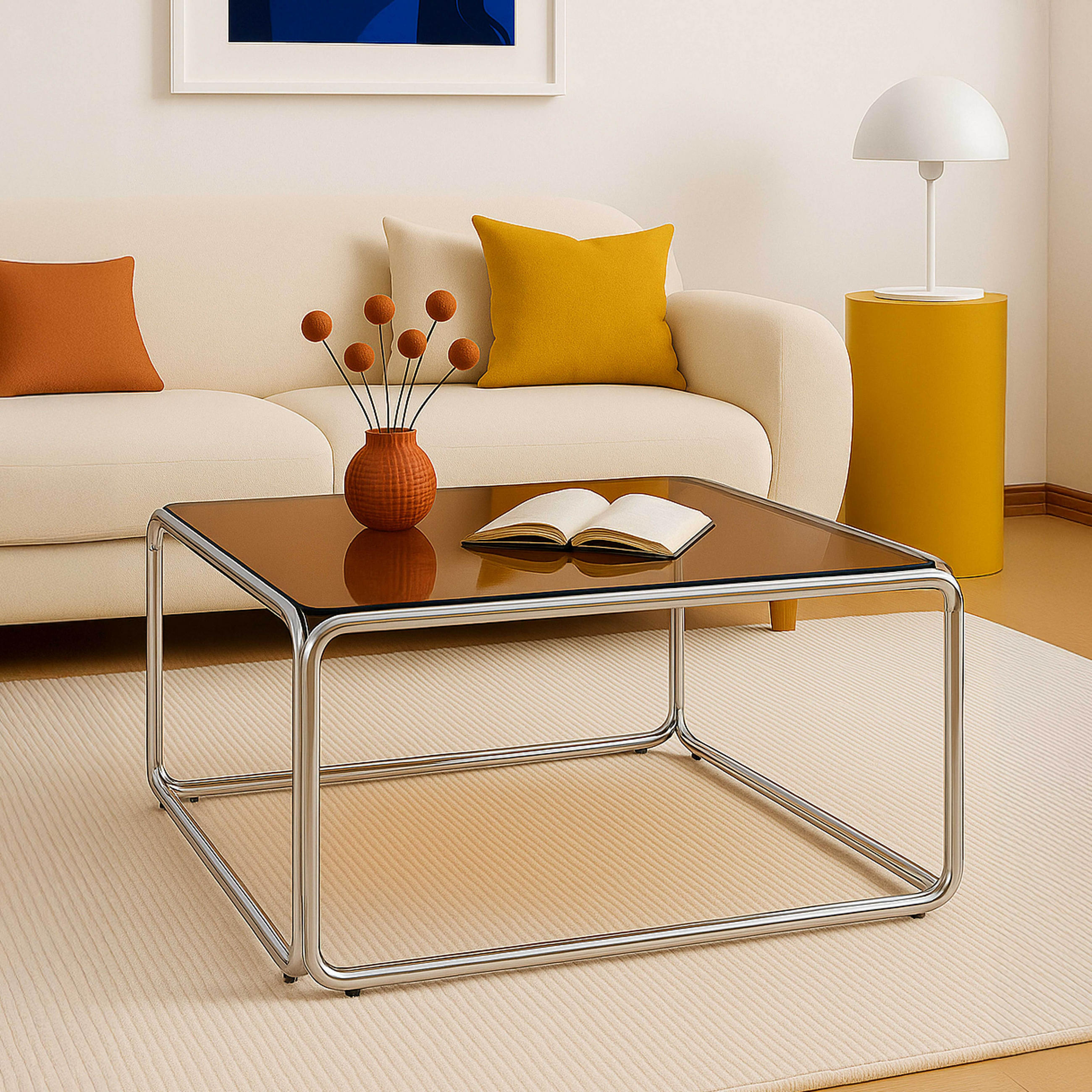 COUCHTISCH, Braun - Braun, Glas (90/90/40cm) - Oviala