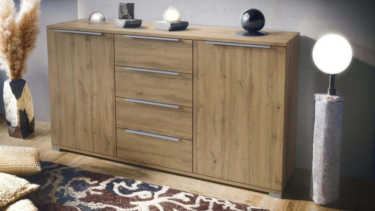 SIDEBOARD Linio Eiche Evoke - Eiche San Remo, Holzwerkstoff (138.5/75.5/35cm) - Vladon