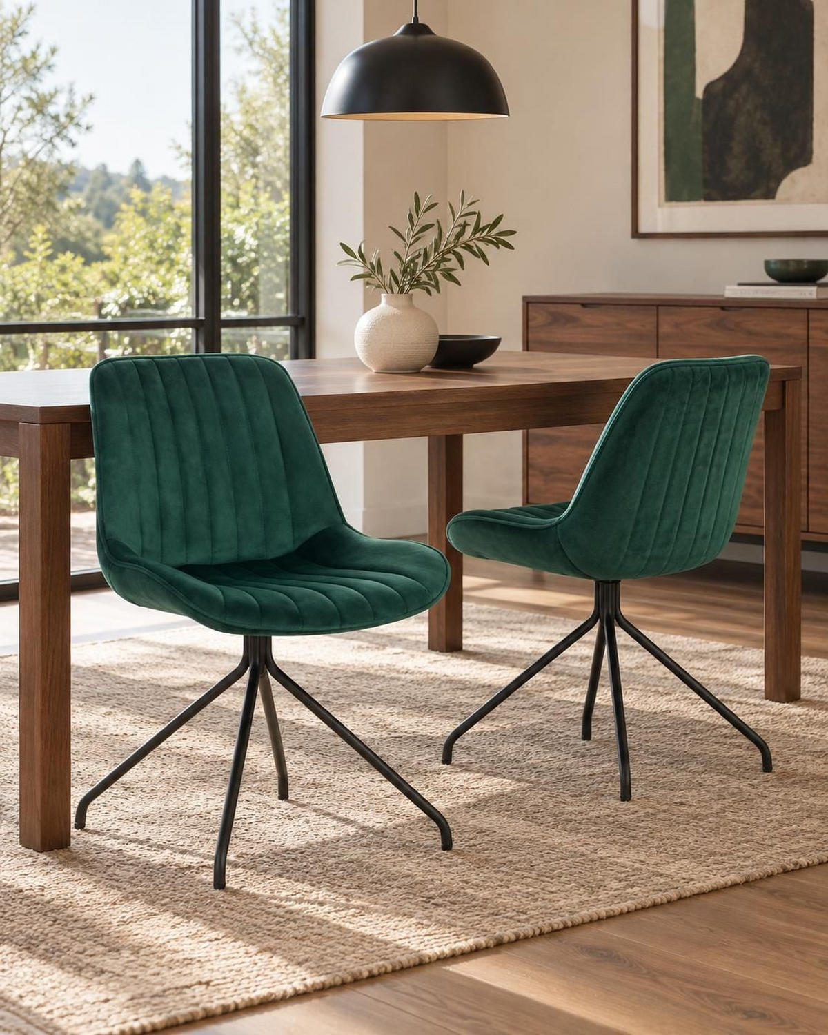ÉTKEZŐSZÉK 2 darabos Szett Bársony Zöld Navasota - zöld, textil/fém (47/83/62cm) - Beliani