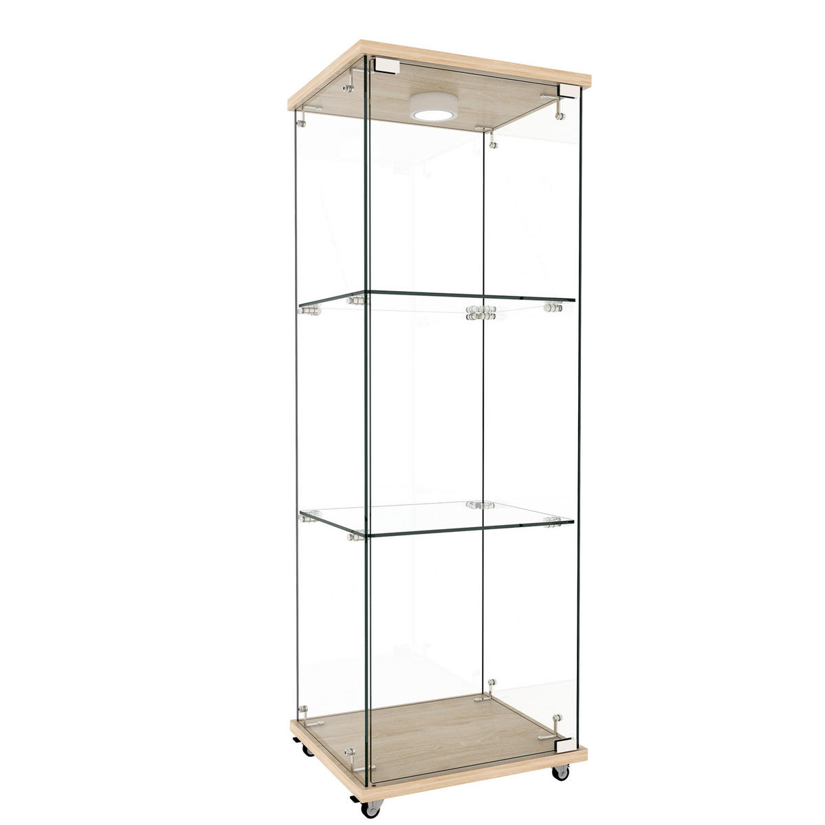 VITRÍNA, 120/42,5/36,5 cm prírodná, MDF a sklo, s LED osvetlením - prírodná farba, kompozitné drevo (42.5/120/36.5cm) - BEAOK