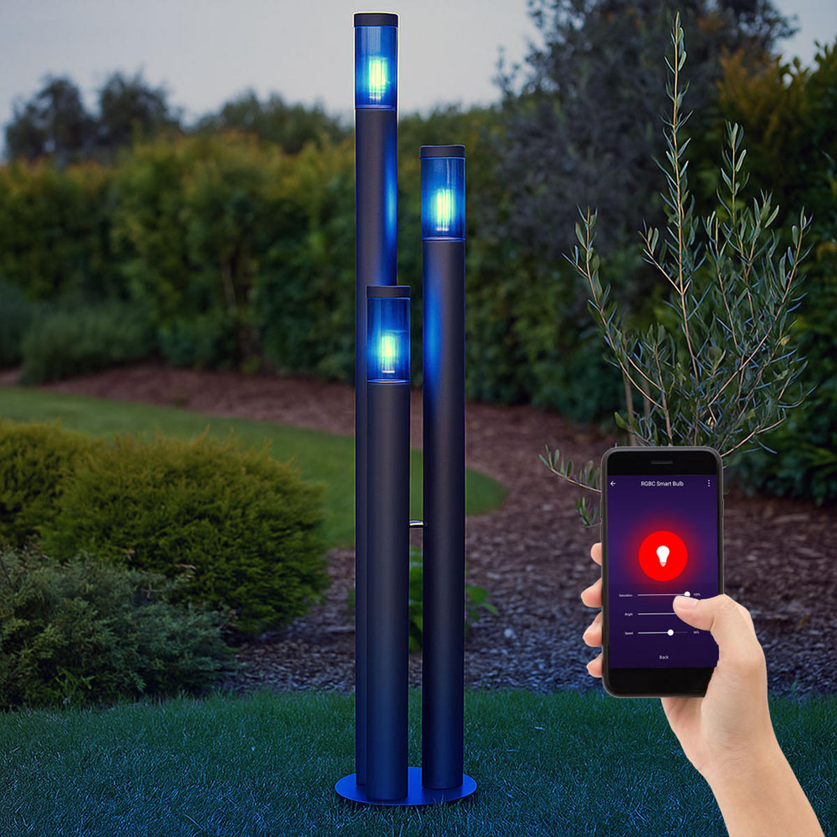 LED STEHLEUCHTE Edelstahl Anthrazit - Anthrazit, Kunststoff (28/28/170cm) - Globo Lighting