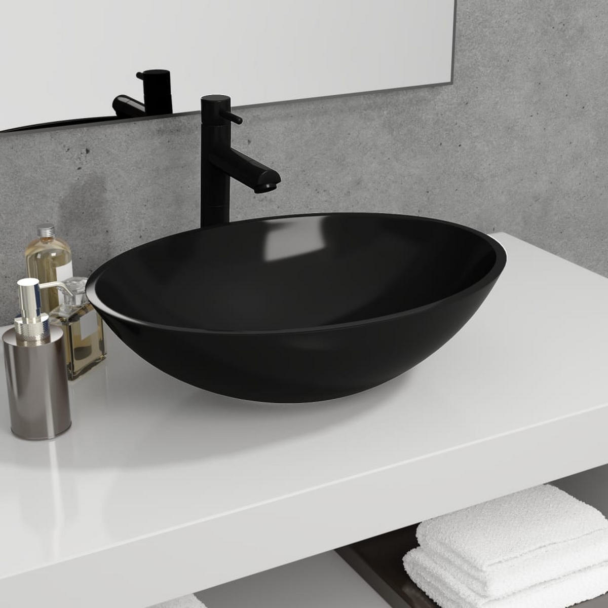 WASCHBECKEN Layne 50/37/14 cm - Schwarz, Glas (50/14/37cm) - Nettlife