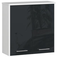 BADKOMMODE Weiß, Graphit Glanz 60/60/22,5 - Schwarz Hochglanz/Weiß, Holzwerkstoff (60/60/23cm) - RAUMHIRSCH FURNITURE