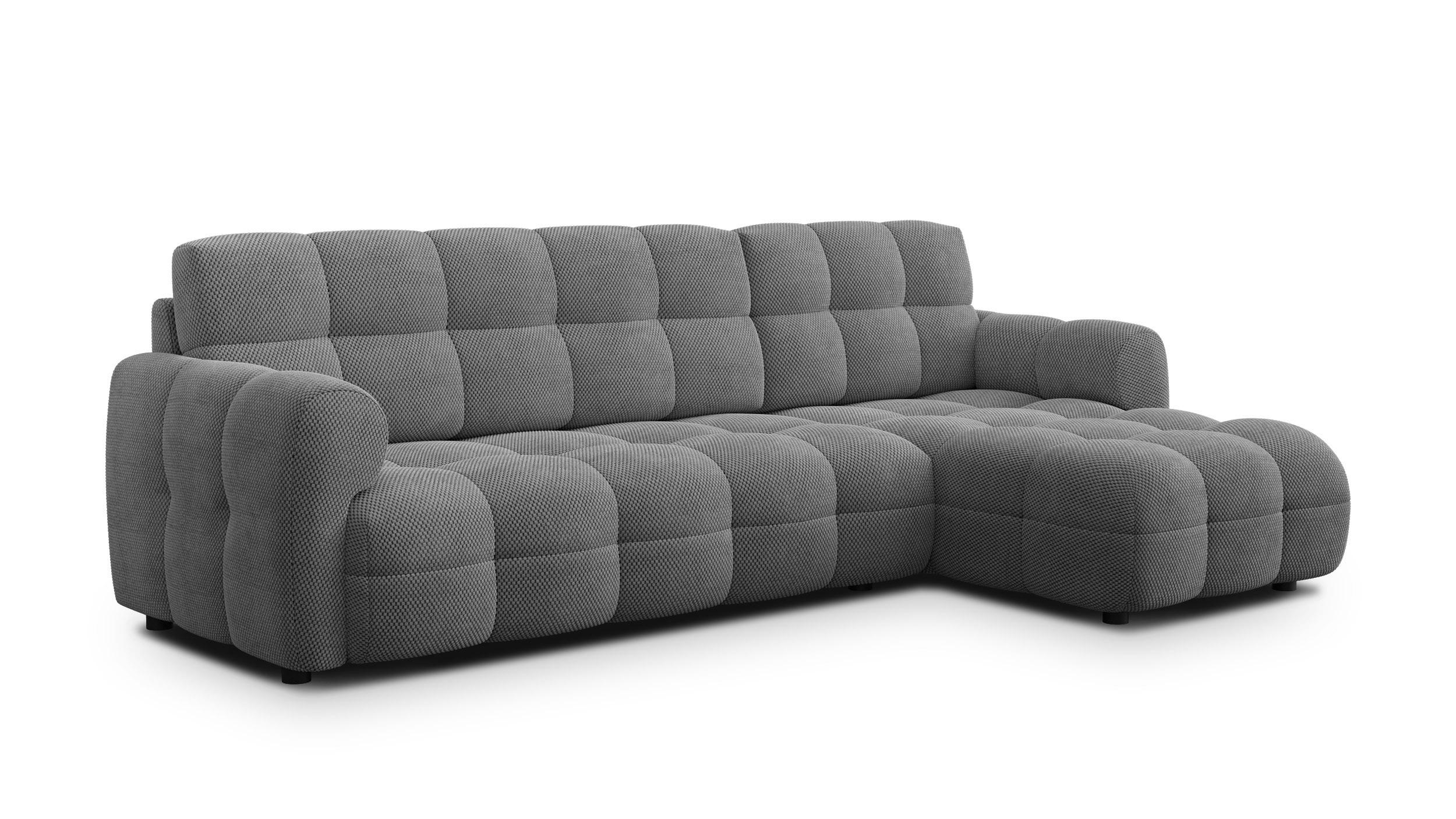 ECKSOFA MELLOW 4-Sitzer, grau - Schwarz/Grau, Holz/Textil (262/156cm) - Courtois Laville