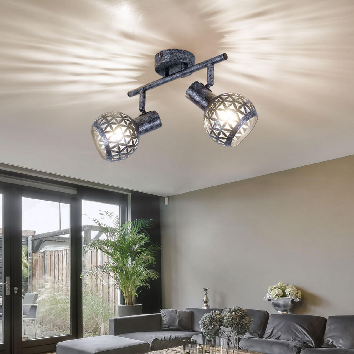 DECKENLEUCHTE Metall Grau Bewegliche Spots - Grau, Metall (40/10/16.2cm)