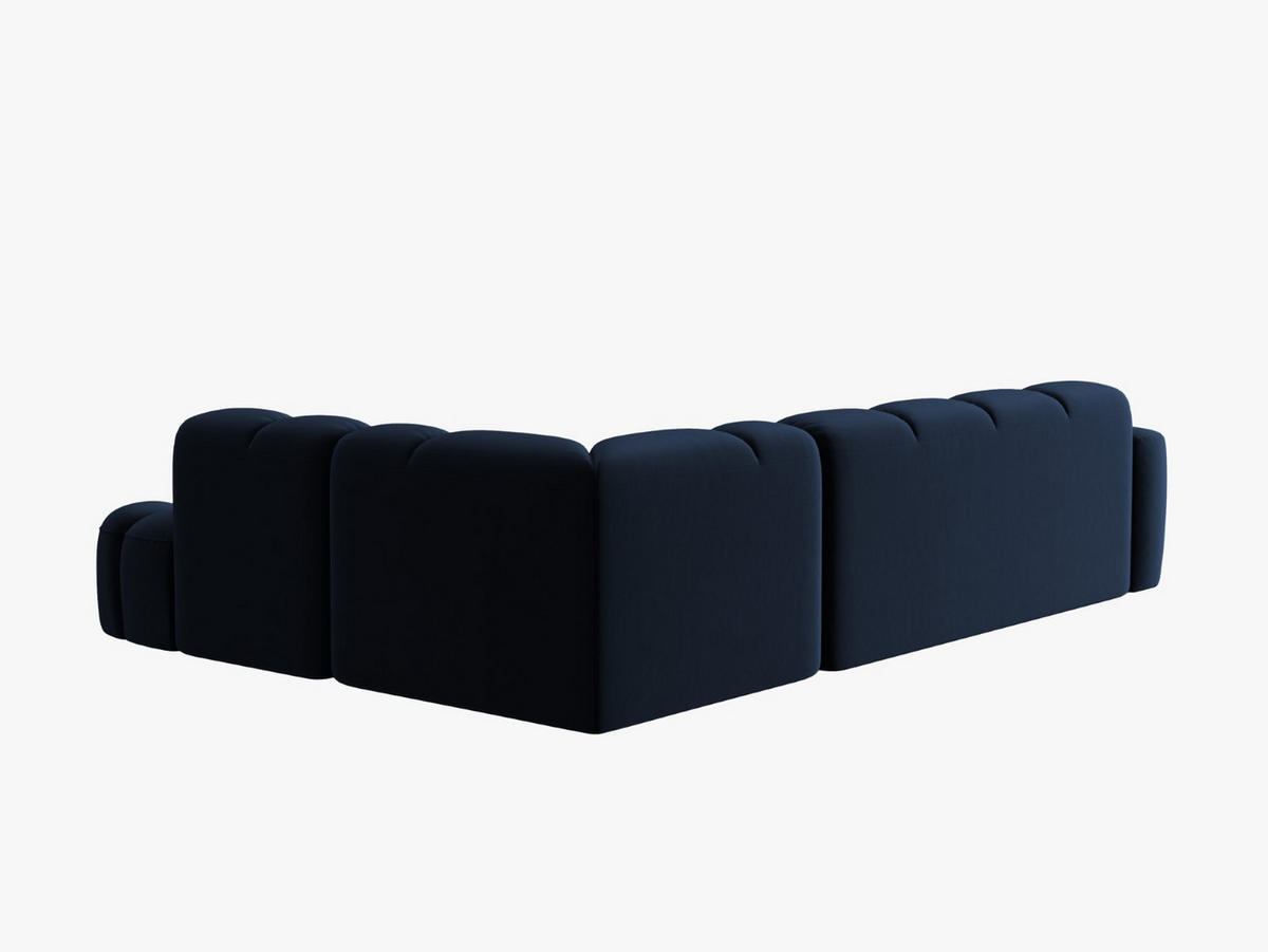 ECKSOFA rechts Lisa aus Samt königsblau 5 Sitzplätze - Dunkelblau, Textil (234/293cm) - Micadoni