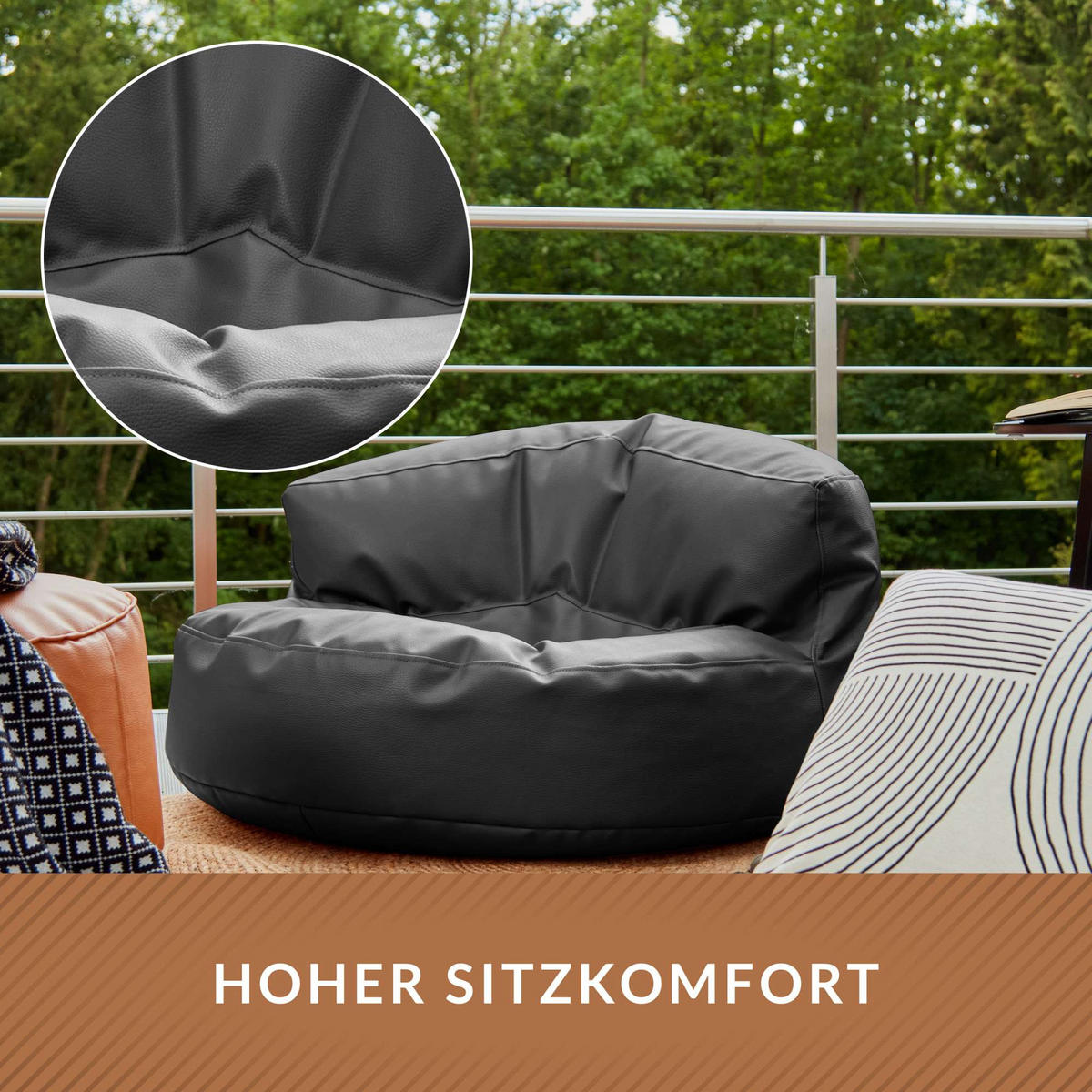 INDOOR LOUNGE SITZSACK Sofa Kunstleder - Dunkelblau, Textil (90/50/50cm) - Green Bean