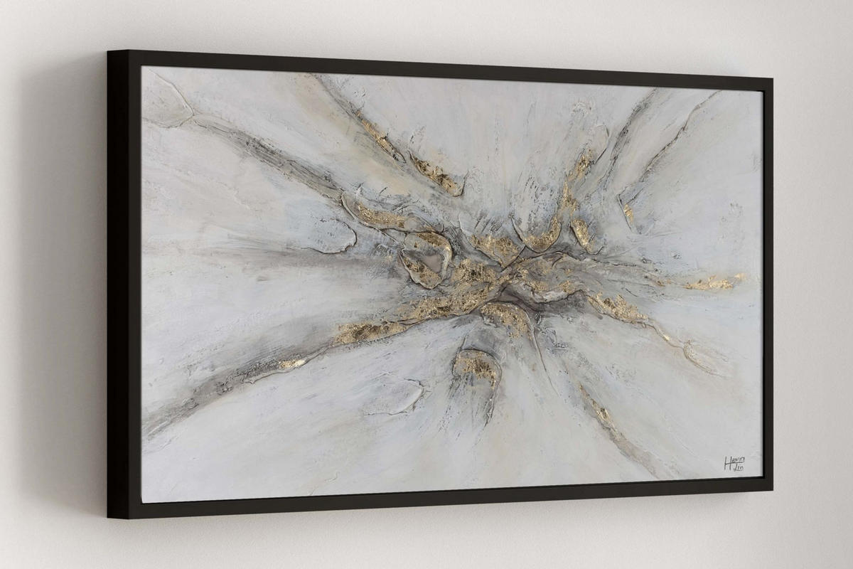 ACRYLBILD HANDGEMALT 120/60 cm - Silberfarben/Grau, Holz/Textil (2/60cm) - KUNSTLOFT