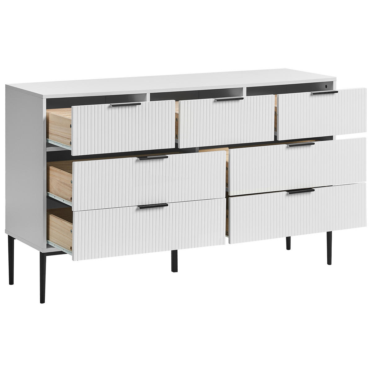 KOMMODE mit 7 Schubladen Weiß Leduc - Schwarz/Weiß, Holzwerkstoff (135/80/40cm) - Beliani