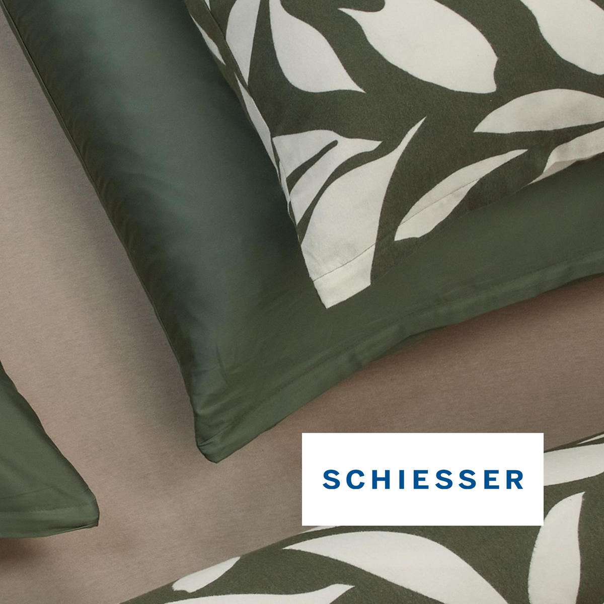 BETTWÄSCHESET Leaf - Feinbiber - 2-teilig - 135 x 200 cm - Grün - Grün, Textil (135/200cm) - SCHIESSER