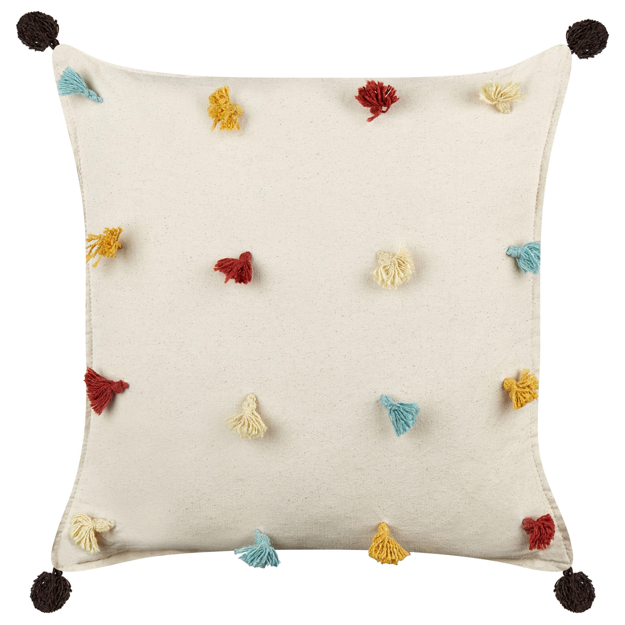 DEKOKISSEN 2er-Set Beige 45/45 cm Fussel - Beige/Multicolor, Textil (45/45cm) - Beliani