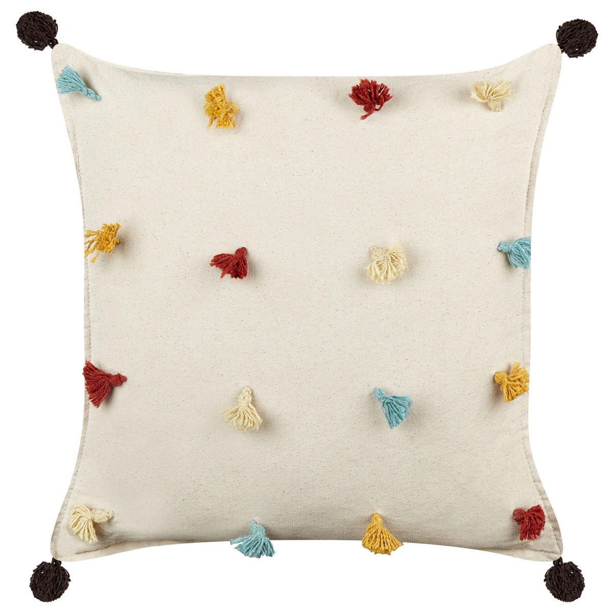 DEKOKISSEN 2er-Set Beige 45/45 cm Fussel - Beige/Multicolor, Textil (45/45cm) - Beliani