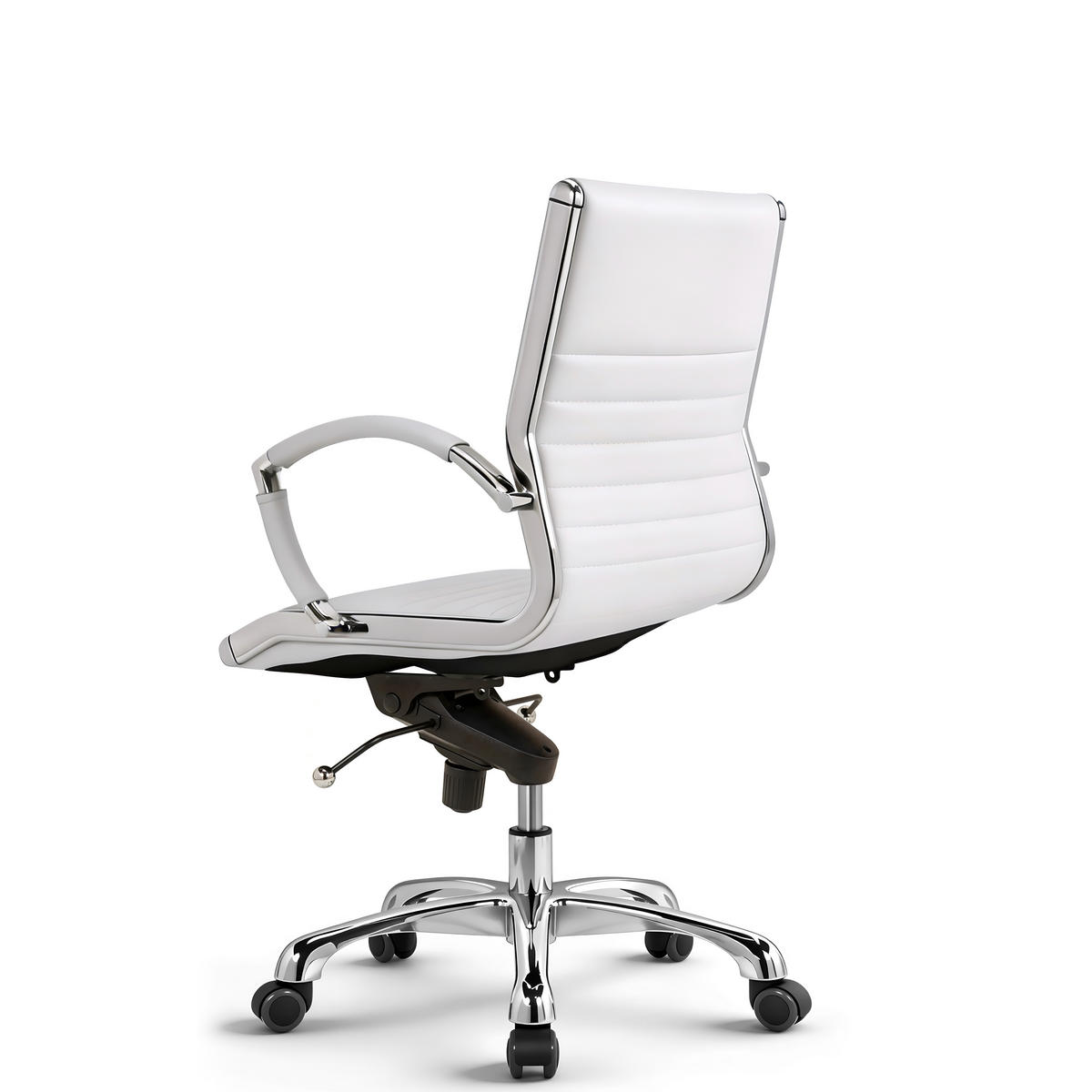 DREHSTUHL Montreal Echtleder Weiss – ergonomisch, 150 kg belastbar, Sitzhöhe 46-54cm - Weiß, Leder/Metall (60/97/60cm) - Versee